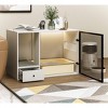 ATJafurn Cat Litter Box Enclosure Modern Furniture Style 37 Inch White, Hidden Kitty Cat Cabinet with Glass Door and LED Strip for Large Cats - 4 of 4