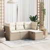 vidaXL Patio Sofa Set with Cushions Outdoor Furniture 4 Piece Poly Rattan - Beige and Cream Without Storage - 2 of 4