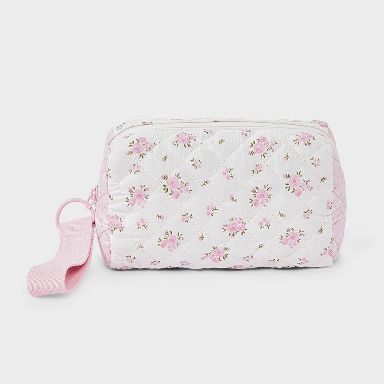 Girls' Floral Quilted Cosmetic Pouch - art class™ Pink