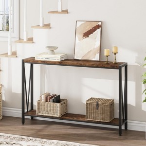 43" Console Table, 2-Tier Industrial Narrow Entryway Table , Sofa Table, Console Tables for Entryway - 1 of 4