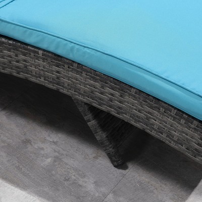 Sky Blue S-Curve Outdoor Chaise Lounge with Cushioned Comfort and Adjustable Backrest