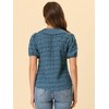 Allegra K Women's Floral Pleated Collar Puff Sleeves Button Down Shirt - 4 of 4