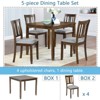 Gulches 5-Piece Walnut Wooden Dining Set for 4 - 34.5" Square Table + 4 Slatted Back Upholstered Chairs, Stable Space-Saving Design - 2 of 4