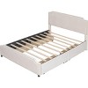 Streamdale Upholstered Platform Bed with Stud Trim Headboard and Footboard and 4 Drawers No Box Spring Needed, Velvet Fabric, Queen Size (Beige) - 4 of 4