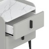 PAGED Retro Nightstand with 2 Drawers, Modern End Table with Marble-Pattern Tabletop, Bedside Table for Bedroom, Living Room - 4 of 4