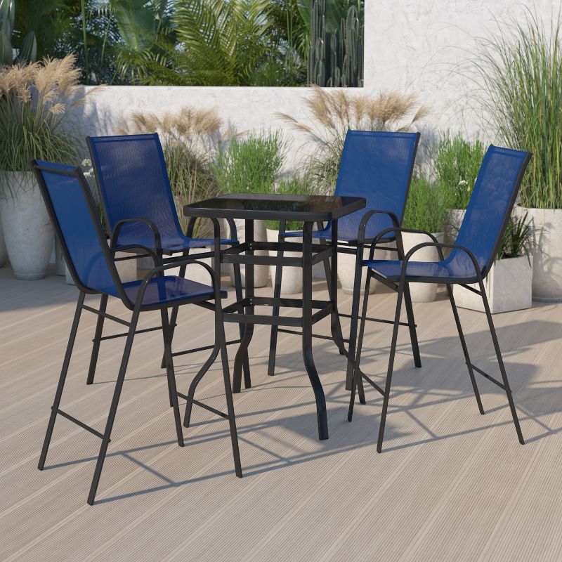 Flash Furniture Outdoor Dining Set - 4-Person Bistro Set - Outdoor Glass Bar Table with All-Weather Patio Stools, 3 of 13