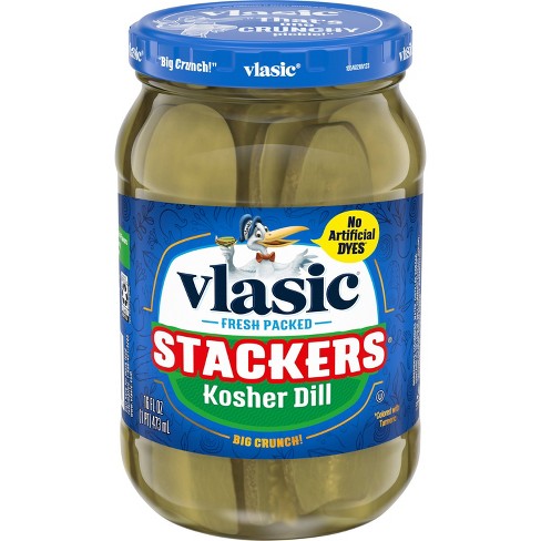 Vlasic Stackers Kosher Dill Pickle Slices - 16 fl oz - image 1 of 3