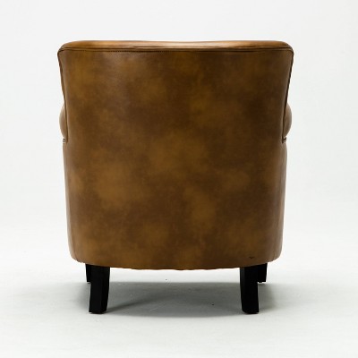 Traditional Holly Red Leather Gel Club Chair with Wood Accents