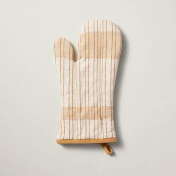 Offset Plaid Stripe Oven Mitt Tan/Natural - Hearth & Hand™ with Magnolia