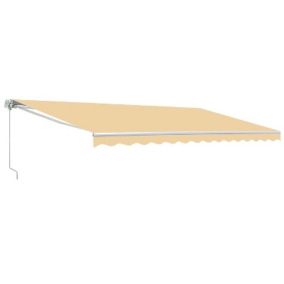 Ivory Motorized Retractable Patio Awning with White Frame