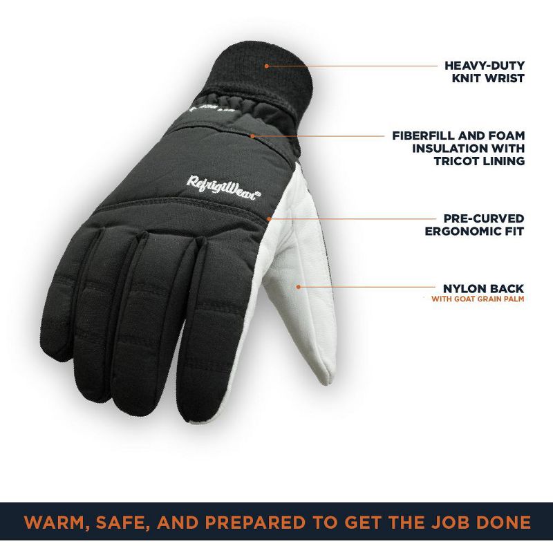 RefrigiWear Nylon and Goatskin Insulated Ergonomic Fit Winter Work Glove, 3 of 7