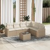 vidaXL 7 Piece Patio Sofa Set with Cushions Beige and Cream Poly Rattan - With Table - 2 of 4