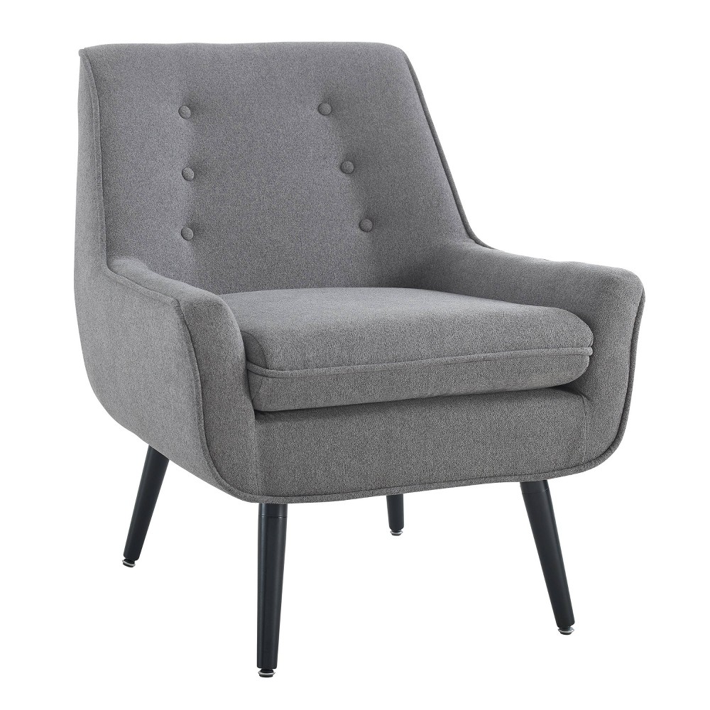 Photos - Coffee Table Linon Trelis Mid-Century Modern Retro Style Accent Chair Gray - : Upholstered Rubberwood Frame, Tufted Back, Foam Cushion 