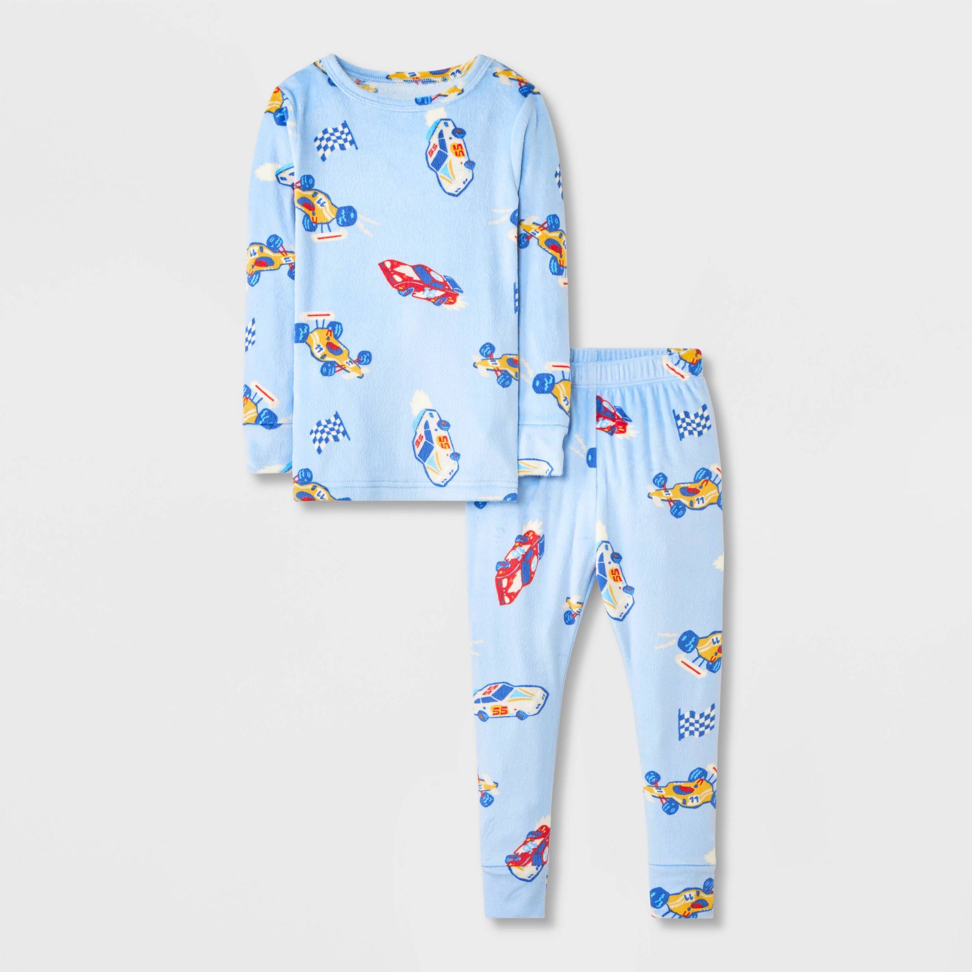 Toddler Boys' 2pc Snuggly Soft Snug Fit Pajama Set - Cat & Jack™ Light Blue 18M