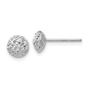 Black Bow Jewelry 6mm Diamond Cut Puffed Circle Post Earrings in 14k White Gold - 1 of 4
