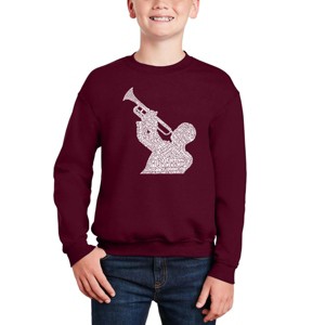 LA Pop Art All Time Jazz Songs - Boy's Word Art Crewneck Sweatshirt - 1 of 3
