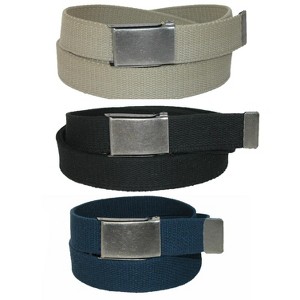 CTM Men's Big & Tall Belt with Flip Top Nickel Buckle (Pack of 3) - 1 of 3