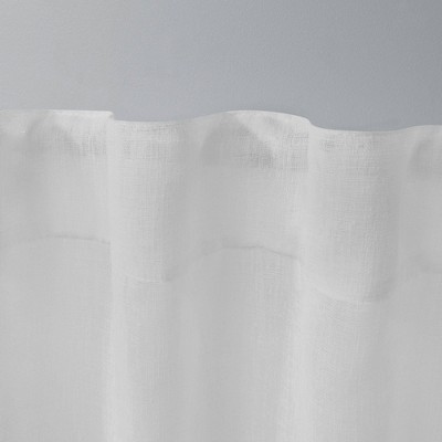 Set of 2 (63"x50") Belgian Sheer Hidden Tab Top Curtain Panel White - Exclusive Home: Mid-Century Modern, OEKO-TEX Certified