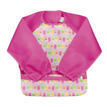 green sprouts Snap & Go Easy-Wear Long Sleeve Bibs Popsicles 12-24 Months - Pink