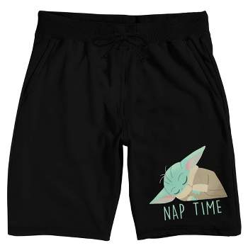 The Mandalorian Grogu Nap Time Men's Black Sleep Pajama Shorts
