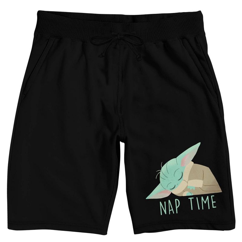 The Mandalorian Grogu Nap Time Men's Black Sleep Pajama Shorts, 1 of 4