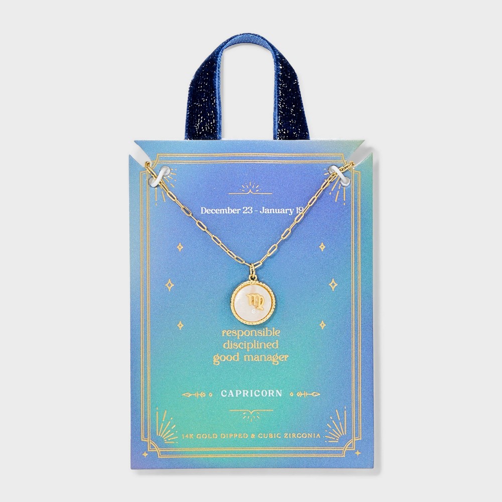Beloved + Inspired 14K Gold Dipped Mother of Pearl Virgo Zodiac Pendant Necklace - Gold
