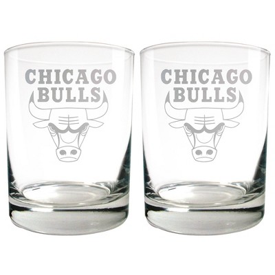 NBA Chicago Bulls Laser Etched Rocks Glass Set - 2pc