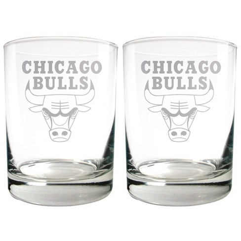 NBA Chicago Bulls Laser Etched Rocks Glass Set - 2pc