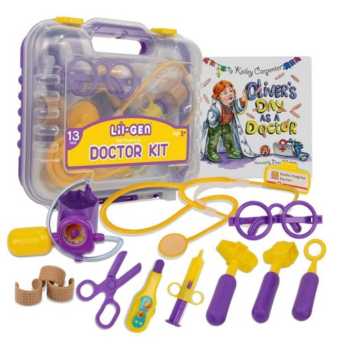 Li l Gen Doctor Kit with Kids Toy Stethoscope Plus Case 13 Pieces Multicolored