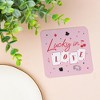 Big Dot of Happiness 25 Ct Lucky in Love Drink Coasters, 4-Inch Disposable Square Paper Coasters for Las Vegas Bachelorette Party, Decor for Drinks - 3 of 4