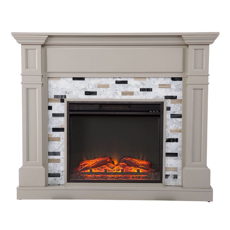 Talsham Fireplace with Marble Surround Gray - Aiden Lane, 1 of 15