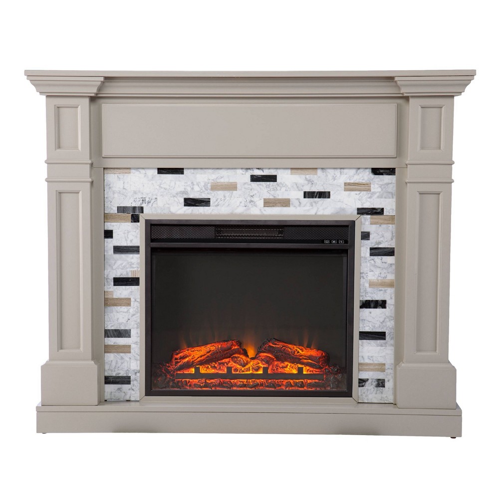 Photos - Electric Fireplace Talsham Base  with Marble Surround Gray - Aiden Lane