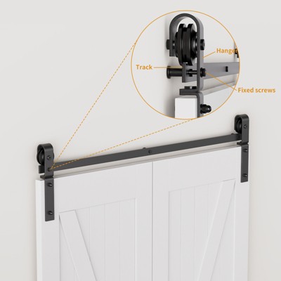 48" Black Steel Bi-Folding Sliding Barn Door Hardware Kit