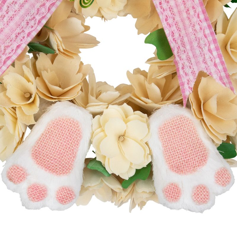 Northlight Wooden Floral Artificial Easter Wreath with Rabbit Ears and Paws - 18", 5 of 7