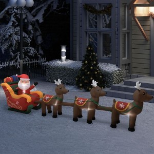 Aghana Digitals 192.9" LED Lighted Christmas Inflatable: Santa with 3 Reindeer, Self-Inflating, - 1 of 4