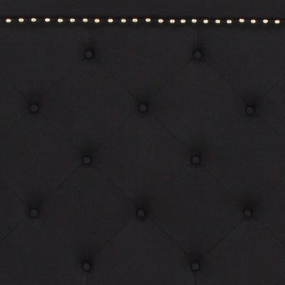 Elegant Twin-Sized Black Upholstered Bed with Tufted Headboard and Gold Nailhead Trim