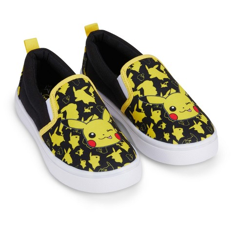 Pokemon Boys Pokemon Pikachu Slip-On Shoes - Boys Pokemon Pikachu Slip On Sneakers - Pikachu Charmander Bulbasaur Canvas Slip On Sneakers (Black, 1)