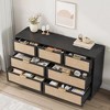 Rattan 7 Drawer Dresser, 55in Wide 7 Chest of Drawers with Metal Handles and Wooden Sturdy Base for Bedroom Living Room Nursery - 2 of 4