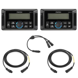 Clarion Two CMR-20 Marine Wired Remote with LCD Display w/ CMC-RC-6 6 ft (1.83 m) Remote Extension Cables - 1 of 4
