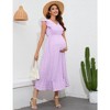Maternity Dress Summer Ruffle Cap Sleeveless V Neck Maxi Dress Baby Shower Photoshoot - 3 of 4