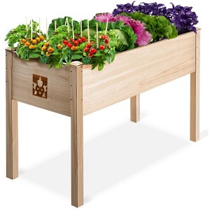 Raised Garden Bed - Elevated Wood Planter Box with Bed Liner - Planter Box with Legs for Flowers, Herbs - 200lb Capacity - 48x26.5x30 Maple99 - 1 of 4