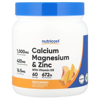 Nutricost Calcium Magnesium & Zinc with Vitamin D3, Peach Mango, 24 oz (672 g)