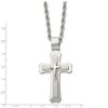 Black Bow Jewelry Men's Stainless Steel Large Triple Layer Cross Necklace, 24 Inch - 3 of 4