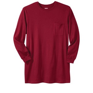KingSize Men's Big & Tall Shrink-Less Lightweight Longer-Length Long-Sleeve Crewneck Pocket Tee - 1 of 4