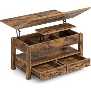 Coffee Table Lift Top, Multi-Function Convertible with Drawers and Hidden Compartment, Converts to Dining Table - 1 of 4