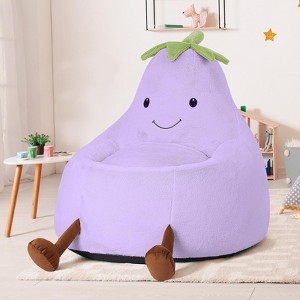 CAVINAS 23.6"/30.3" Eggplant Shaped Kids Bean Bag Chair,Gaming Bean Bag Chairs for Teens with Faux Rabbit Fur,Beanbag Chair for Living Room - 1 of 4