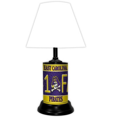 NCAA 18-inch Desk/Table Lamp with Shade, #1 Fan with Team Logo, ECU Pirates