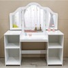 Kids Vanity with Lights, Makeup Desk Chair Set with Storage Shelves Cabinet, Toddler Dressing Table with Mirror, Pretend Play Vanity Set for Girls - 2 of 4