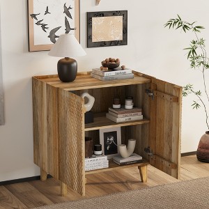 Glasflength Decorative Storage Cabinet with Doors and Two Large Compartments for Living Room, Study, Brown, 28"*16"*28" - 1 of 4