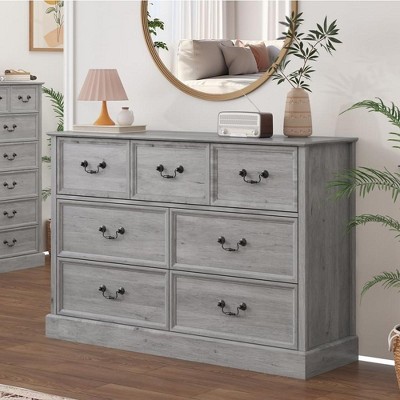 Garvee 7-Drawer Dresser for Bedroom, 48" Farmhouse Wood Dresser Chest of Drawers Organizer Storage